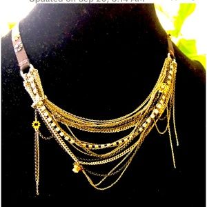 Juicy couture necklace multi chain with silver golds and stones